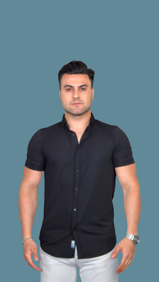 MEMZ OXFORD SLIM FIT SHIRT IN BLACK