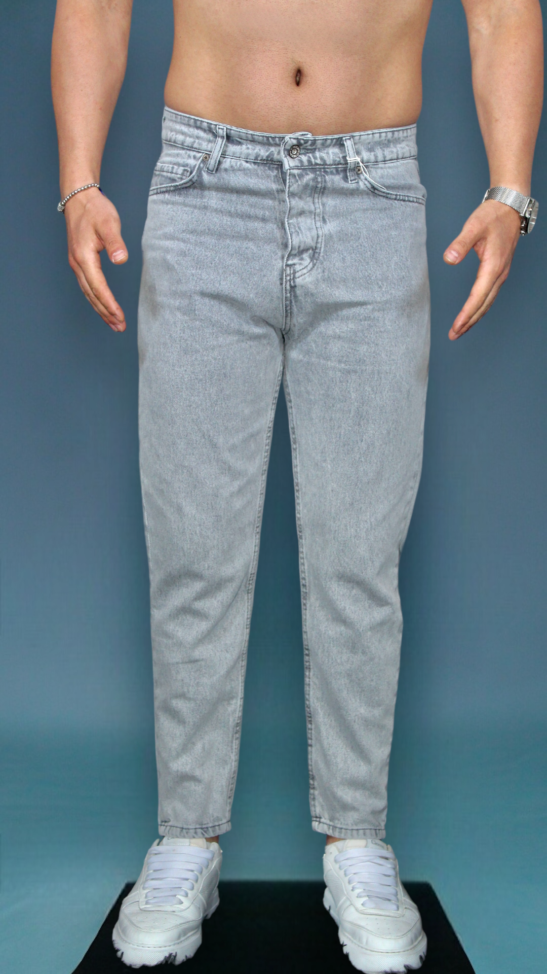 MEMZ BOYFRIEND CARROT JEANS - GREY WASHED