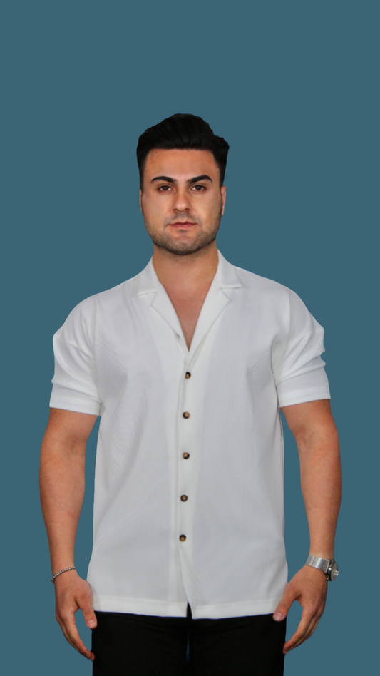 MEMZ EIVISSA REVERE SHIRT IN WHITE