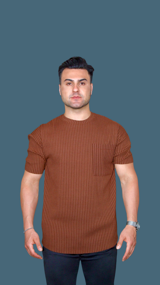 MEMZ RIVIERA SLIM TEE IN BROWN