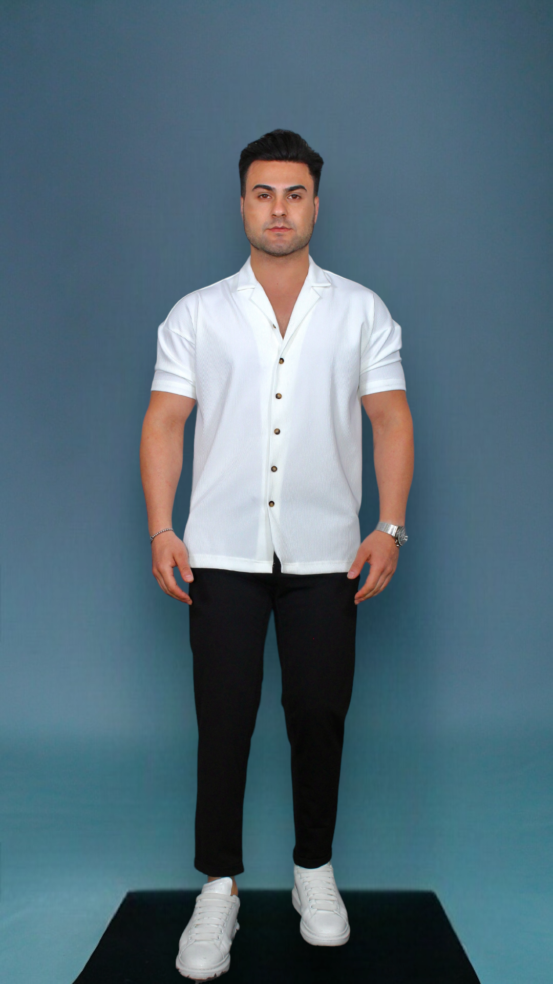 MEMZ EIVISSA REVERE SHIRT IN WHITE