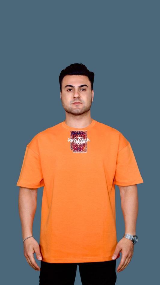 MEMZ PREMIUM PRINTED OVERSIZED TEE IN ORANGE