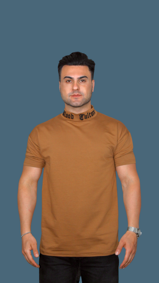 MEMZ SIGNATURE TURTLENECK TEE IN BROWN