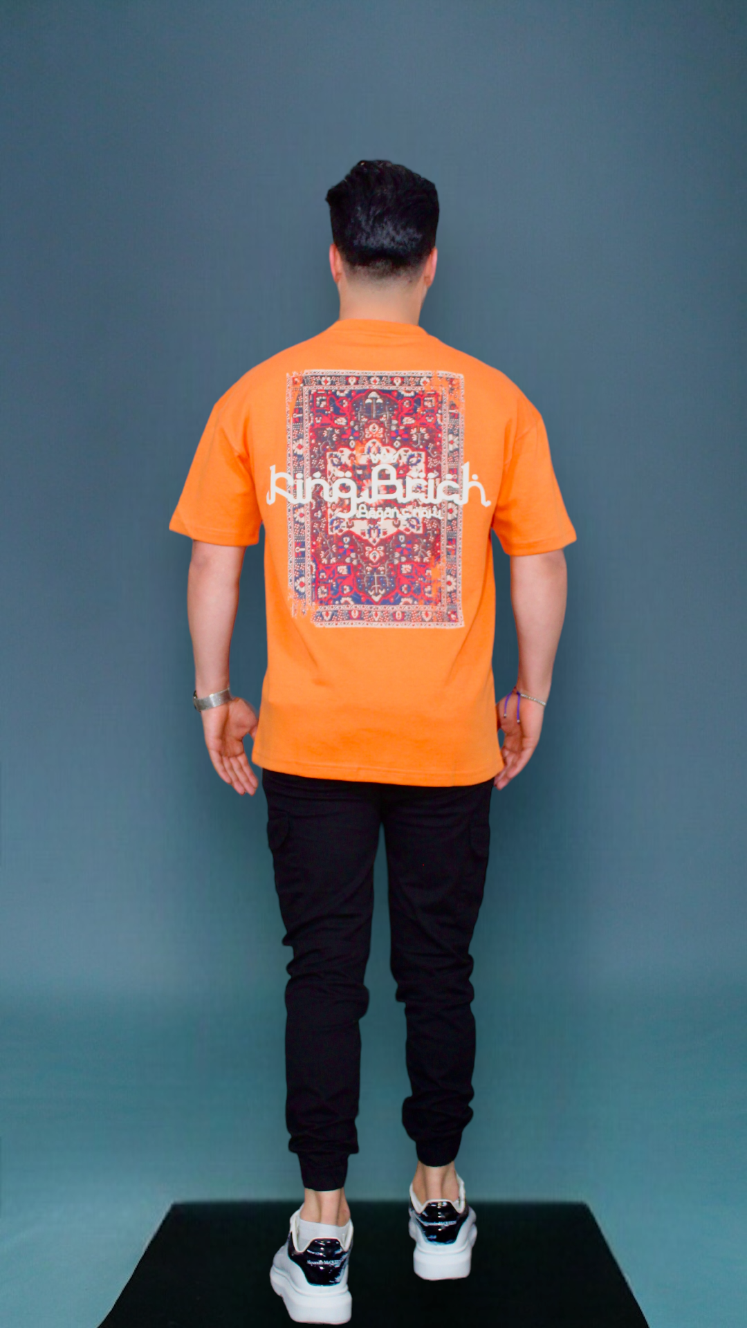 MEMZ PREMIUM PRINTED OVERSIZED TEE IN ORANGE